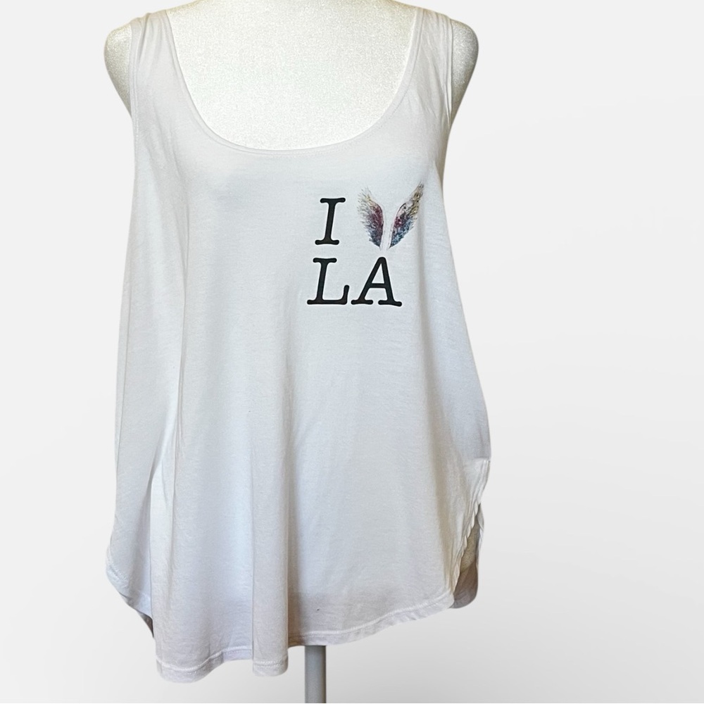 Boho Flowy Oversized I Love LA Tank Sz L Festival Soft Lightweight - Picture 2 of 10